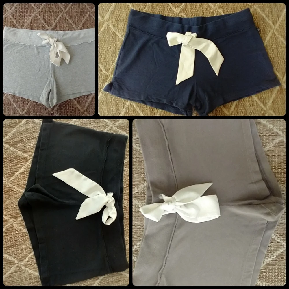 Low Rise Short Shorts Yoga/ Athletic Adjustable White Satin Bow - Picture 9 of 16